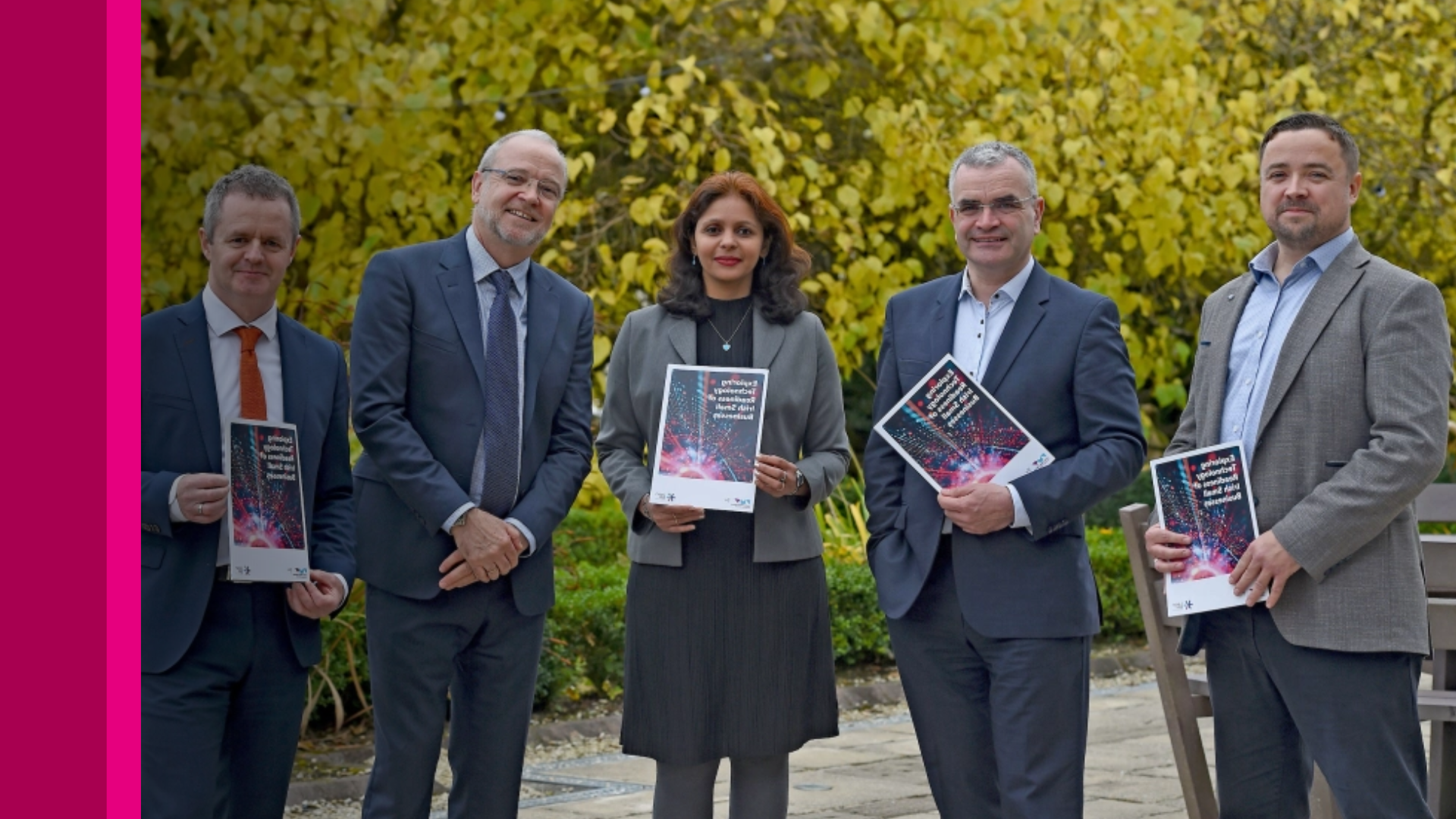 Pictured: Dr. Noel Carroll (University of Galway - J.E. Cairnes School of Business & Economics), Minister Dara Calleary TD (Minister of State for Trade Promotion, Digital Transformation and Company Regulation), Prof. Anuragini Shirish (Institut Mines-Télécom Business School, France), John O'Shanahan MSc (leanbpi, Limerick), and John Magee (Local Enterprise Office Mayo).